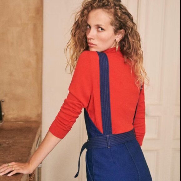 NWT Sezane’ Blue Denim Silvia Overalls sz 10 - Picture 3 of 3